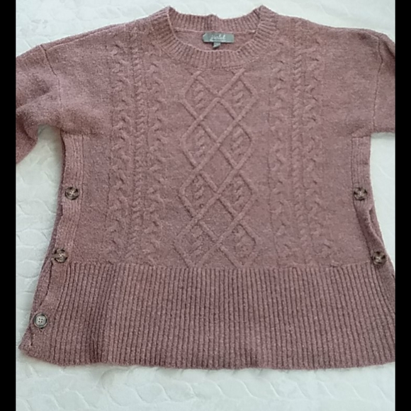 Marled Dusty Rose Sweater with side buttons, Large - Picture 9 of 9